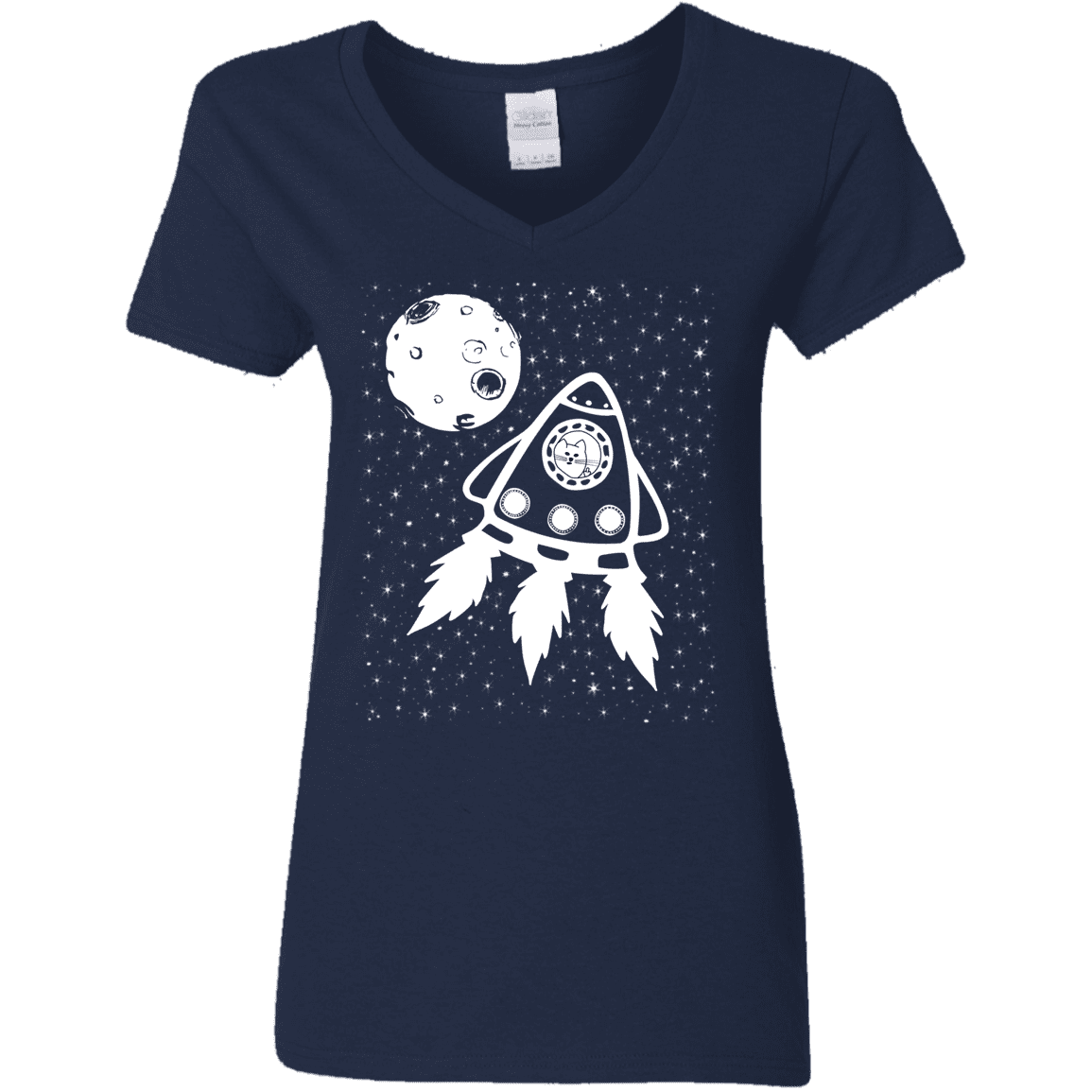 T-Shirts Navy / S Catstronaut Women's V-Neck T-Shirt