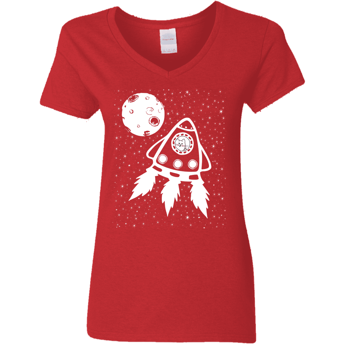 T-Shirts Red / S Catstronaut Women's V-Neck T-Shirt