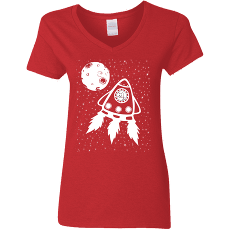 T-Shirts Red / S Catstronaut Women's V-Neck T-Shirt