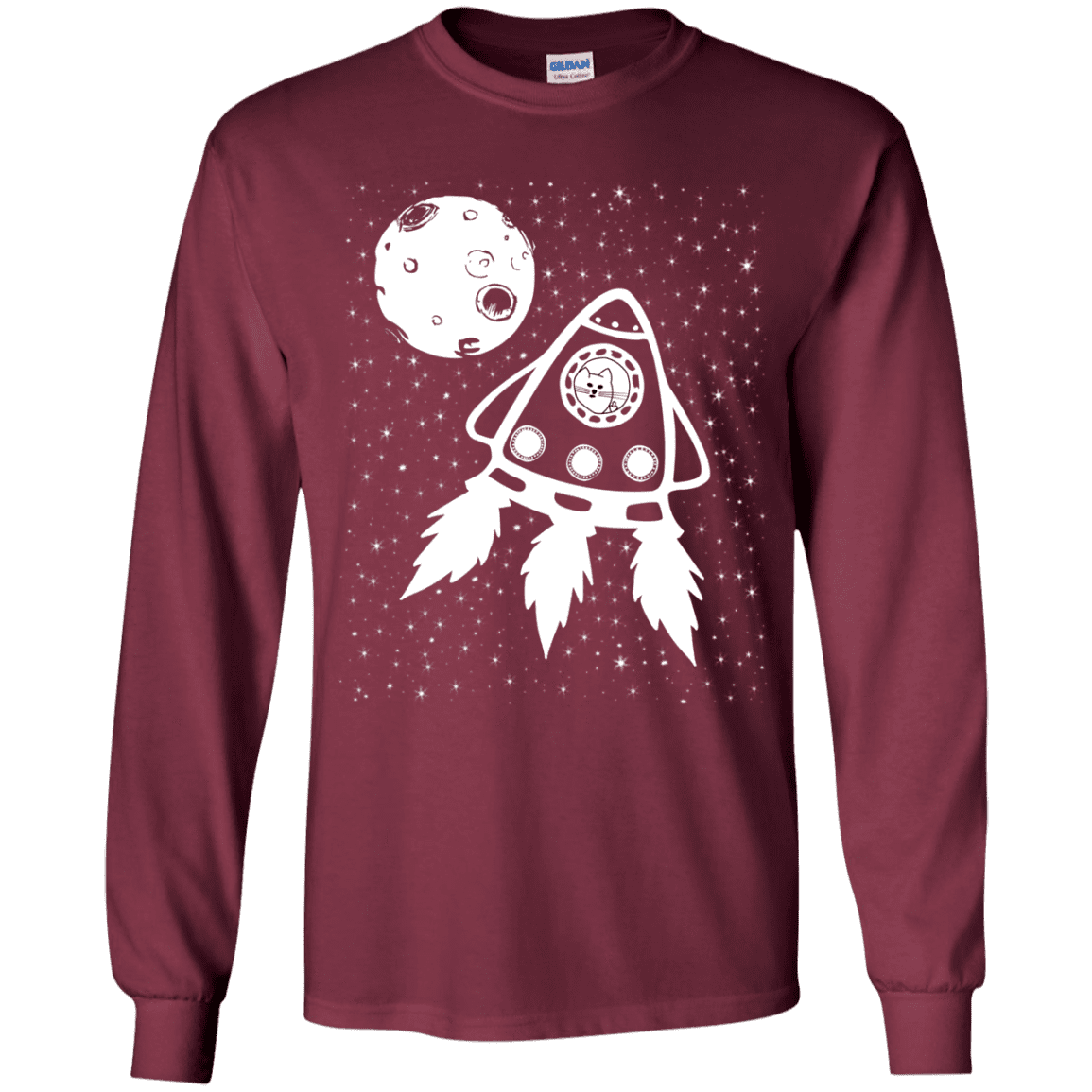 T-Shirts Maroon / YS Catstronaut Youth Long Sleeve T-Shirt