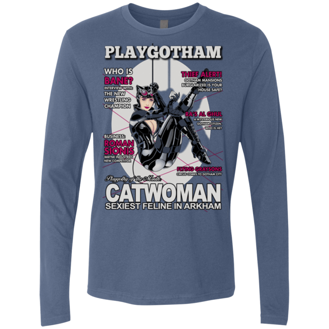 T-Shirts Indigo / Small Catwoman PlayGotham Men's Premium Long Sleeve
