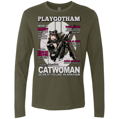 T-Shirts Military Green / Small Catwoman PlayGotham Men's Premium Long Sleeve