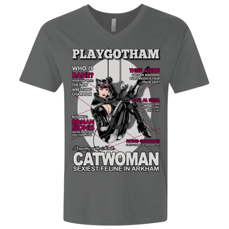 T-Shirts Heavy Metal / X-Small Catwoman PlayGotham Men's Premium V-Neck