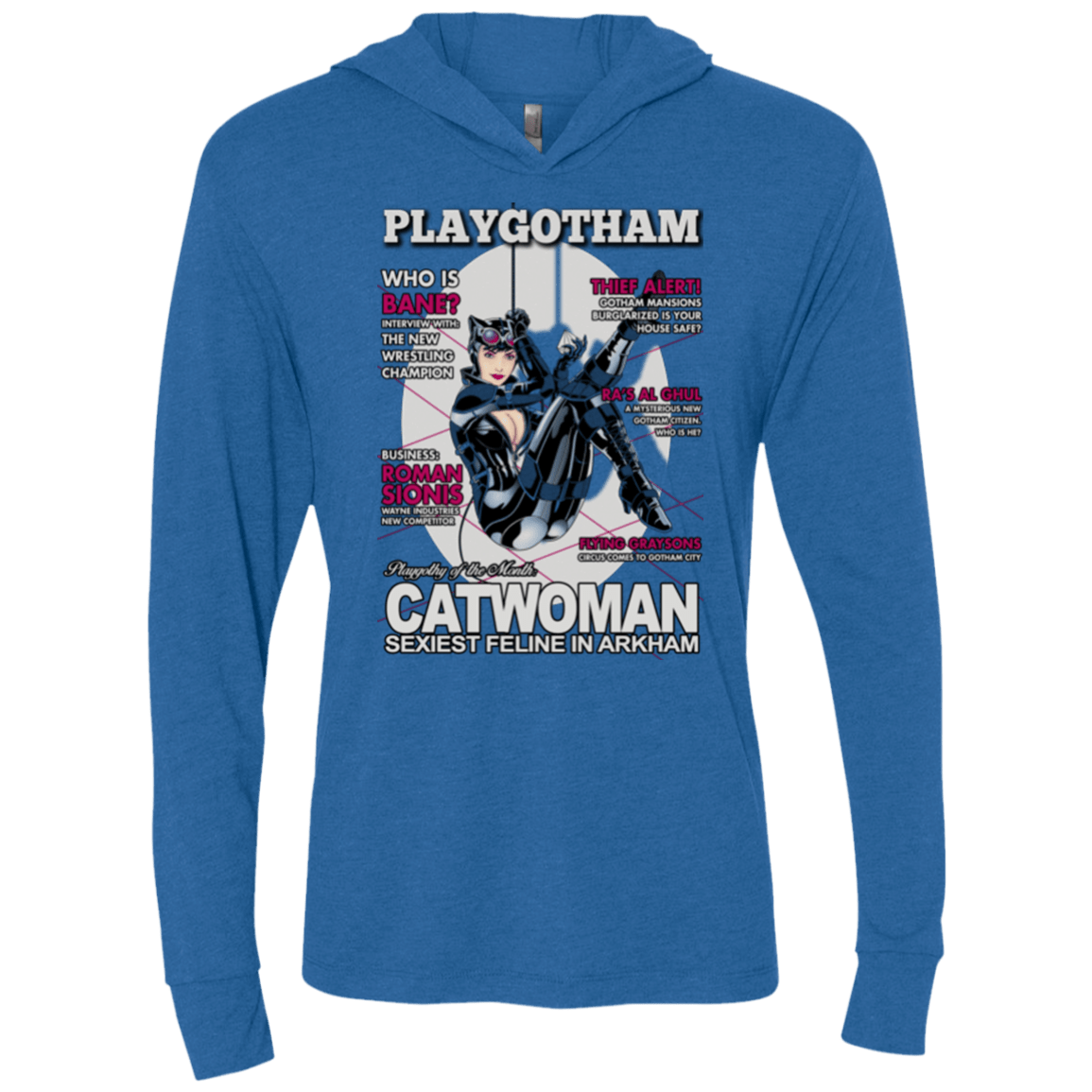 T-Shirts Vintage Royal / X-Small Catwoman PlayGotham Triblend Long Sleeve Hoodie Tee