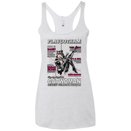 T-Shirts Heather White / X-Small Catwoman PlayGotham Women's Triblend Racerback Tank