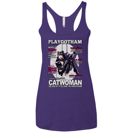 T-Shirts Purple / X-Small Catwoman PlayGotham Women's Triblend Racerback Tank