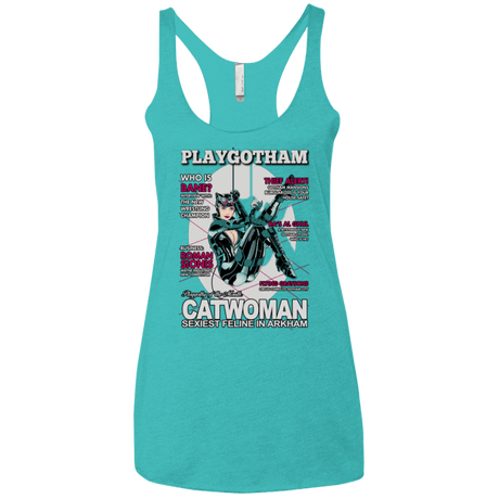T-Shirts Tahiti Blue / X-Small Catwoman PlayGotham Women's Triblend Racerback Tank