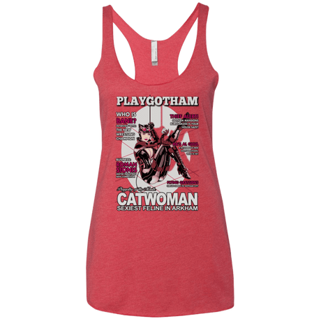 T-Shirts Vintage Red / X-Small Catwoman PlayGotham Women's Triblend Racerback Tank