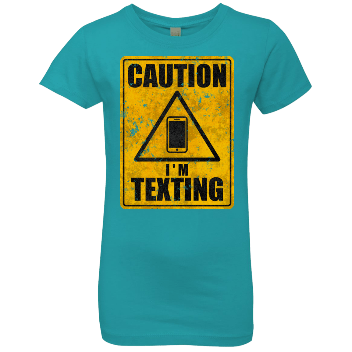 T-Shirts Tahiti Blue / YXS Caution I'm Texting Girls Premium T-Shirt