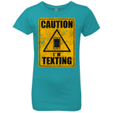 T-Shirts Tahiti Blue / YXS Caution I'm Texting Girls Premium T-Shirt