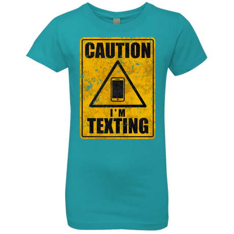T-Shirts Tahiti Blue / YXS Caution I'm Texting Girls Premium T-Shirt