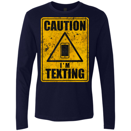 T-Shirts Midnight Navy / Small Caution I'm Texting Men's Premium Long Sleeve