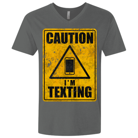 T-Shirts Heavy Metal / X-Small Caution I'm Texting Men's Premium V-Neck