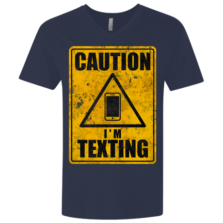 T-Shirts Midnight Navy / X-Small Caution I'm Texting Men's Premium V-Neck