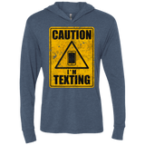 T-Shirts Indigo / X-Small Caution I'm Texting Triblend Long Sleeve Hoodie Tee