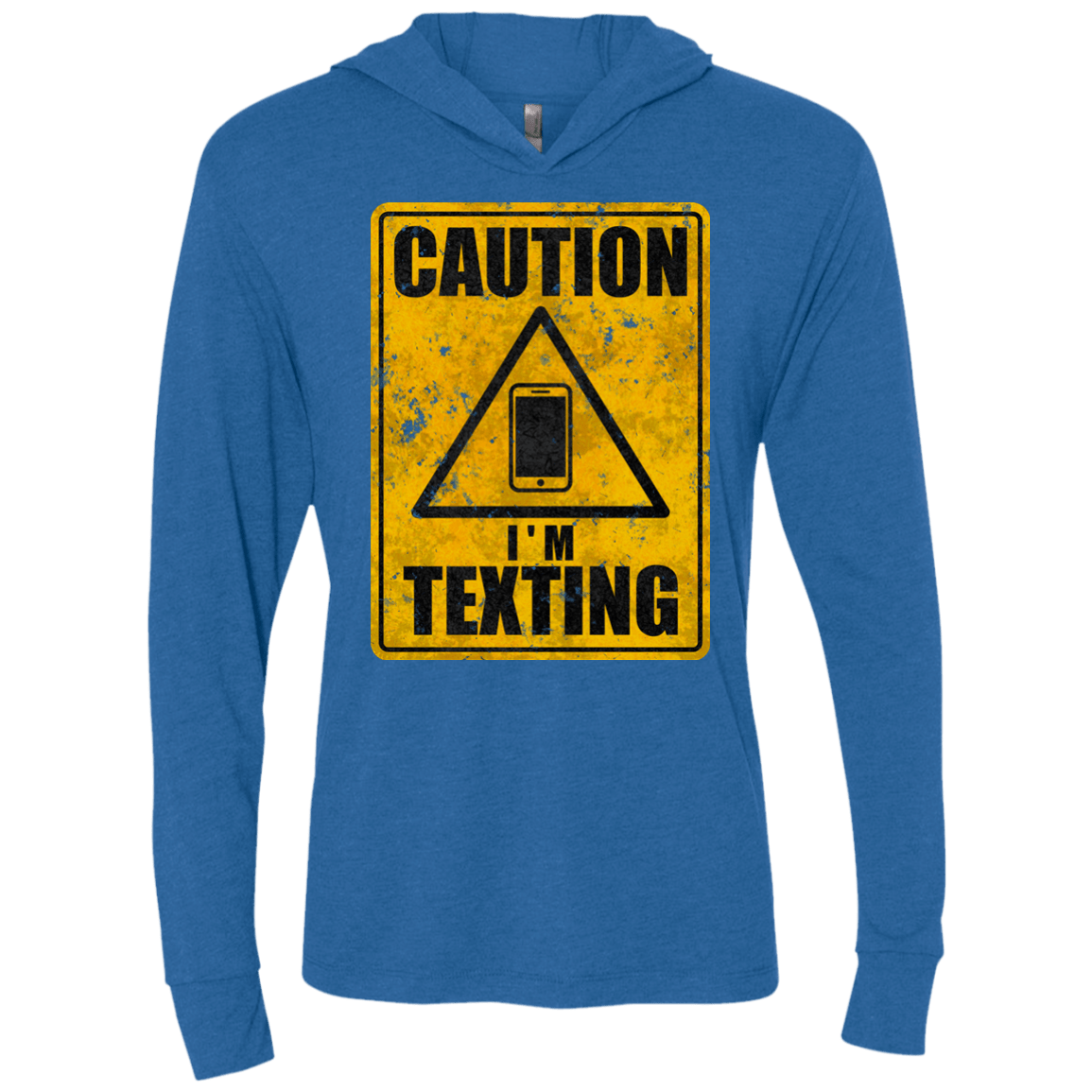 T-Shirts Vintage Royal / X-Small Caution I'm Texting Triblend Long Sleeve Hoodie Tee