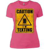 T-Shirts Hot Pink / X-Small Caution I'm Texting Women's Premium T-Shirt