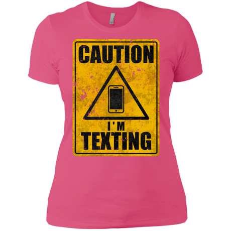 T-Shirts Hot Pink / X-Small Caution I'm Texting Women's Premium T-Shirt