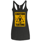 T-Shirts Vintage Black / X-Small Caution I'm Texting Women's Triblend Racerback Tank