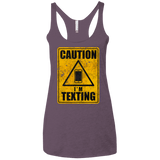T-Shirts Vintage Purple / X-Small Caution I'm Texting Women's Triblend Racerback Tank