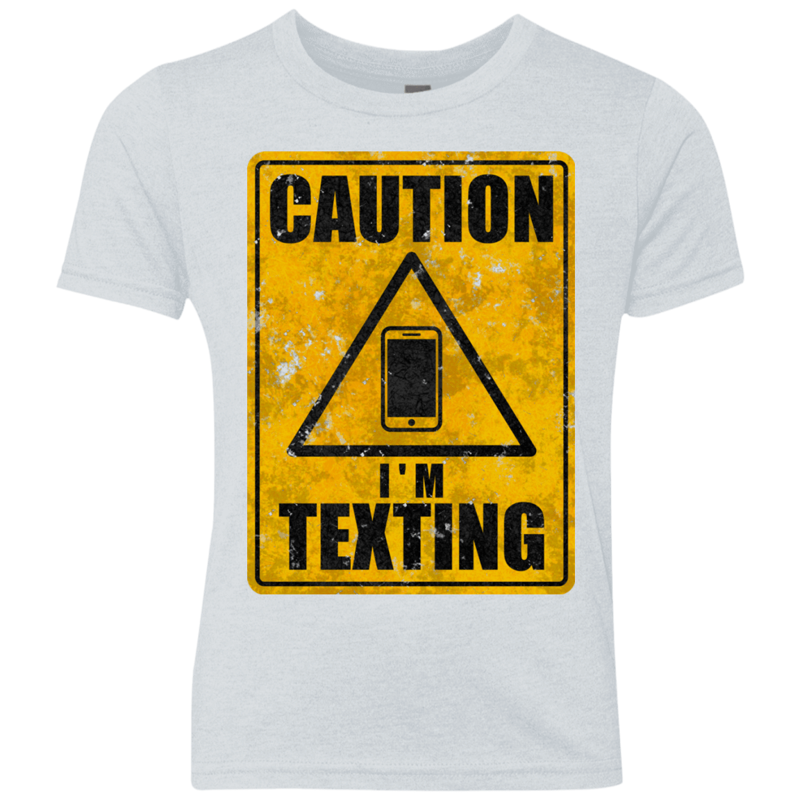 T-Shirts Heather White / YXS Caution I'm Texting Youth Triblend T-Shirt