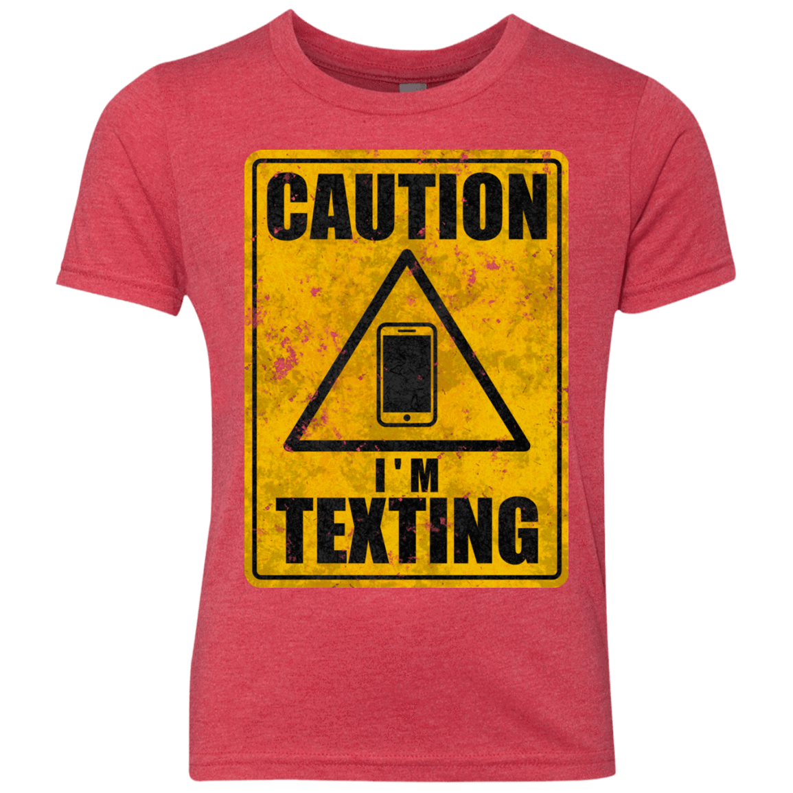 T-Shirts Vintage Red / YXS Caution I'm Texting Youth Triblend T-Shirt