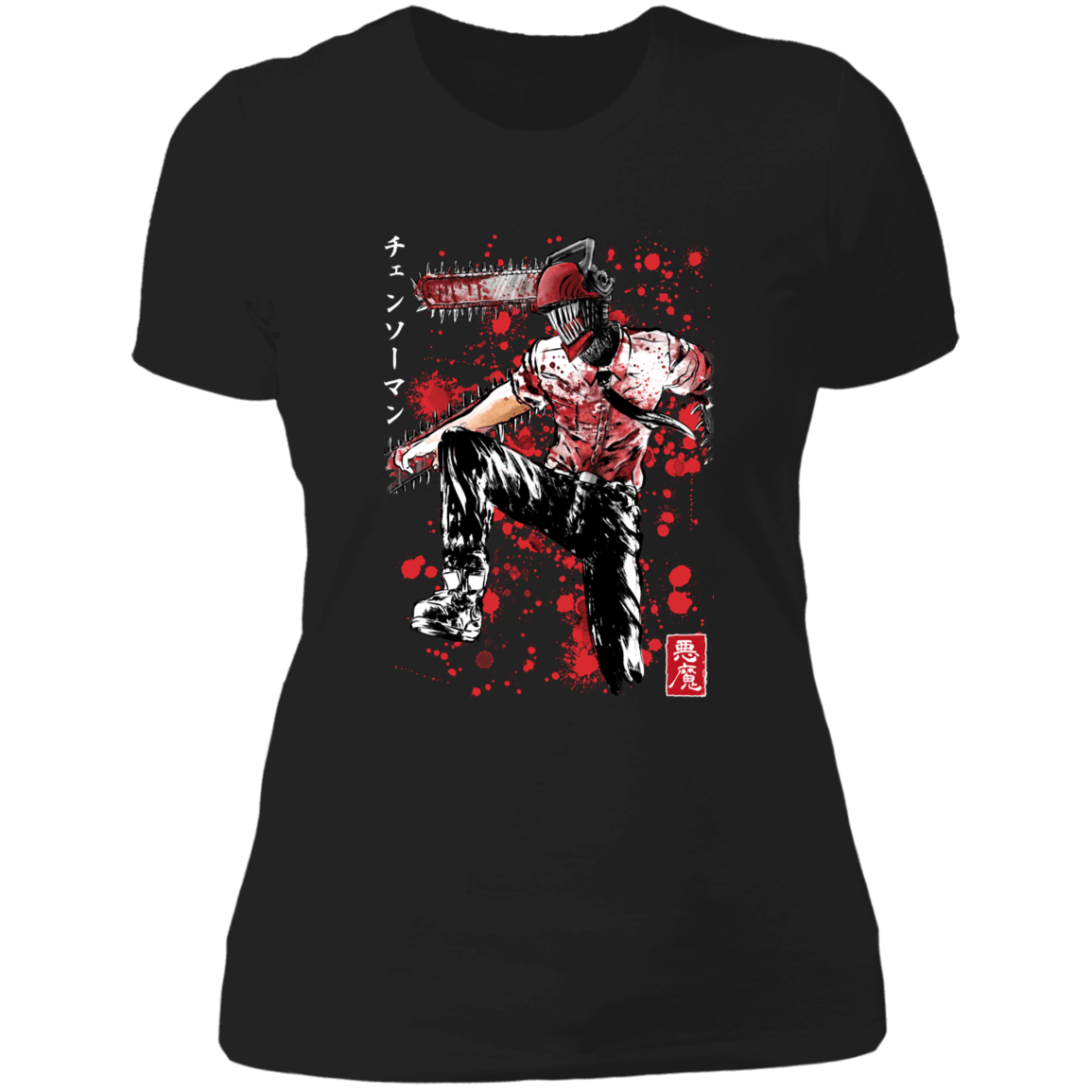 T-Shirts Black / X-Small Chainsaw Man sumi-e Women's Premium T-Shirt