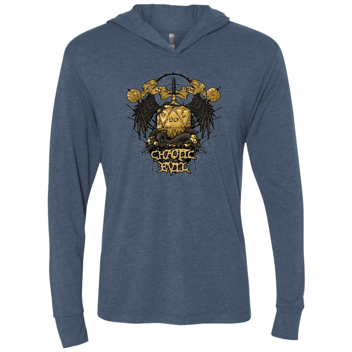 T-Shirts Indigo / X-Small CHAOTIC EVIL Triblend Long Sleeve Hoodie Tee