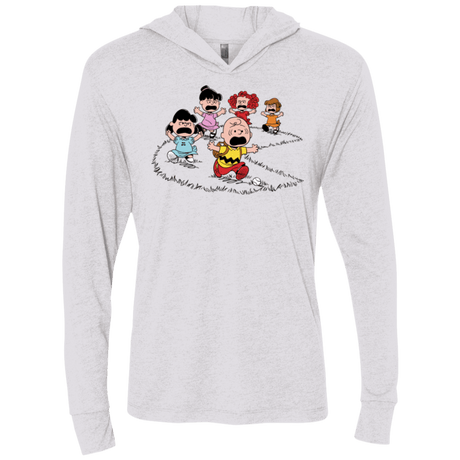 T-Shirts Heather White / X-Small Charlie Pac Man Triblend Long Sleeve Hoodie Tee
