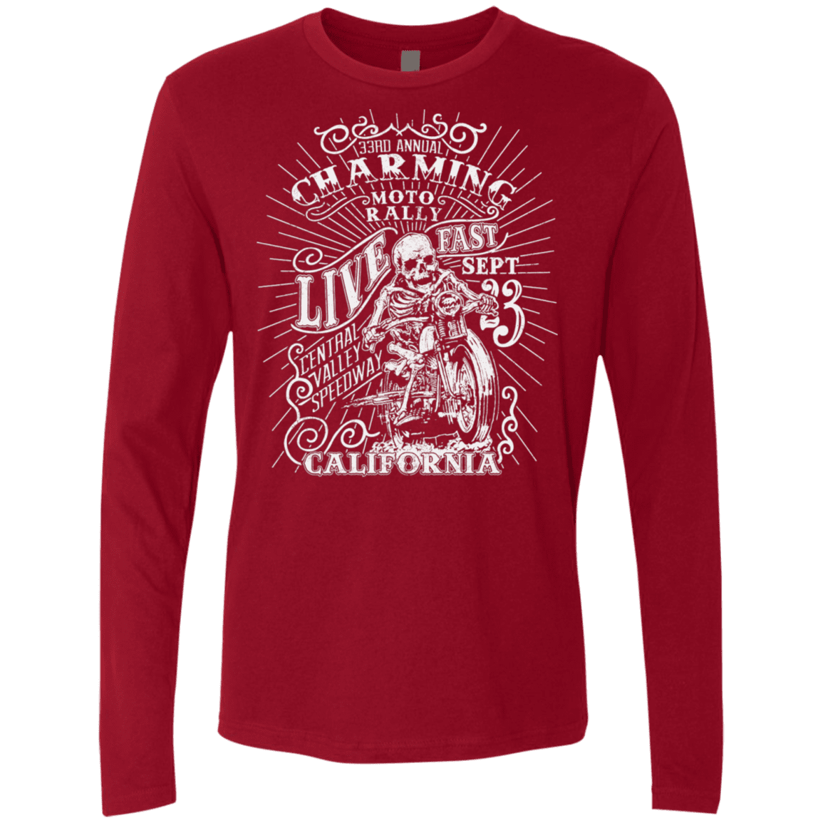 T-Shirts Cardinal / S Charming Moto Rally Men's Premium Long Sleeve