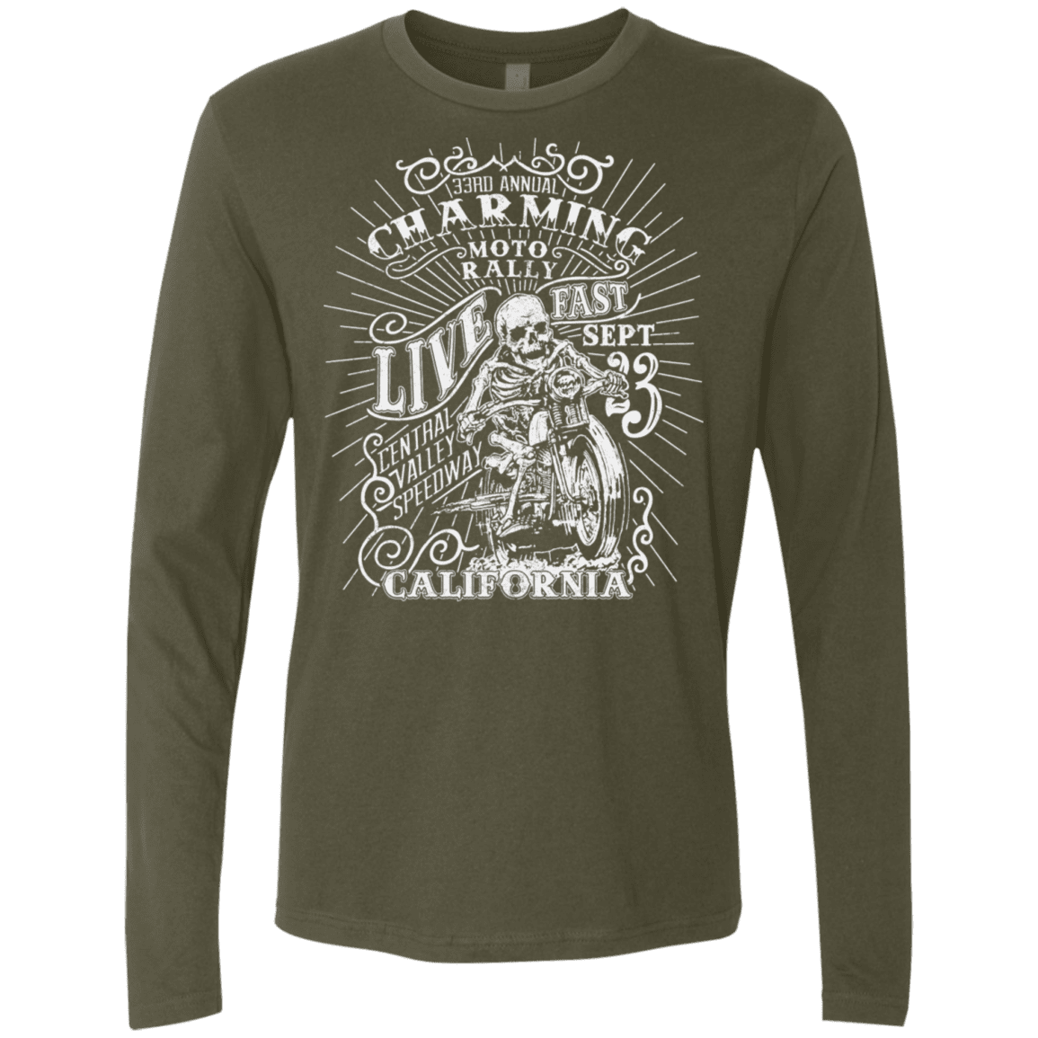 T-Shirts Military Green / S Charming Moto Rally Men's Premium Long Sleeve