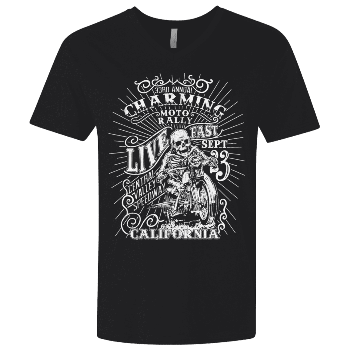 T-Shirts Black / X-Small Charming Moto Rally Men's Premium V-Neck