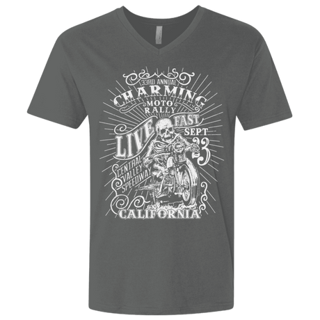T-Shirts Heavy Metal / X-Small Charming Moto Rally Men's Premium V-Neck