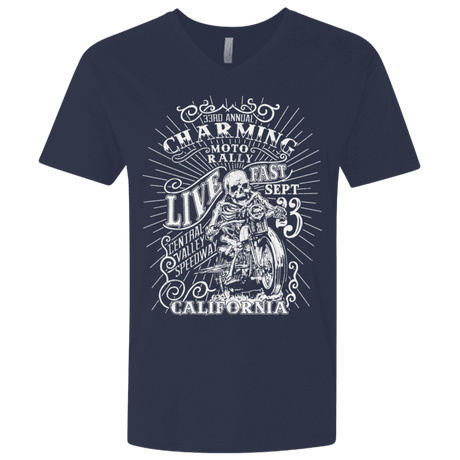 T-Shirts Midnight Navy / X-Small Charming Moto Rally Men's Premium V-Neck