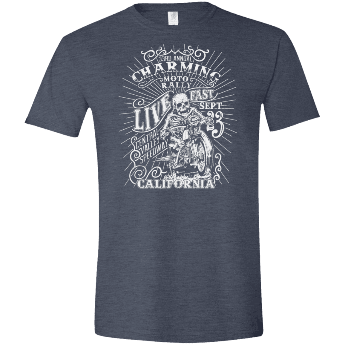 T-Shirts Heather Navy / S Charming Moto Rally Men's Semi-Fitted Softstyle