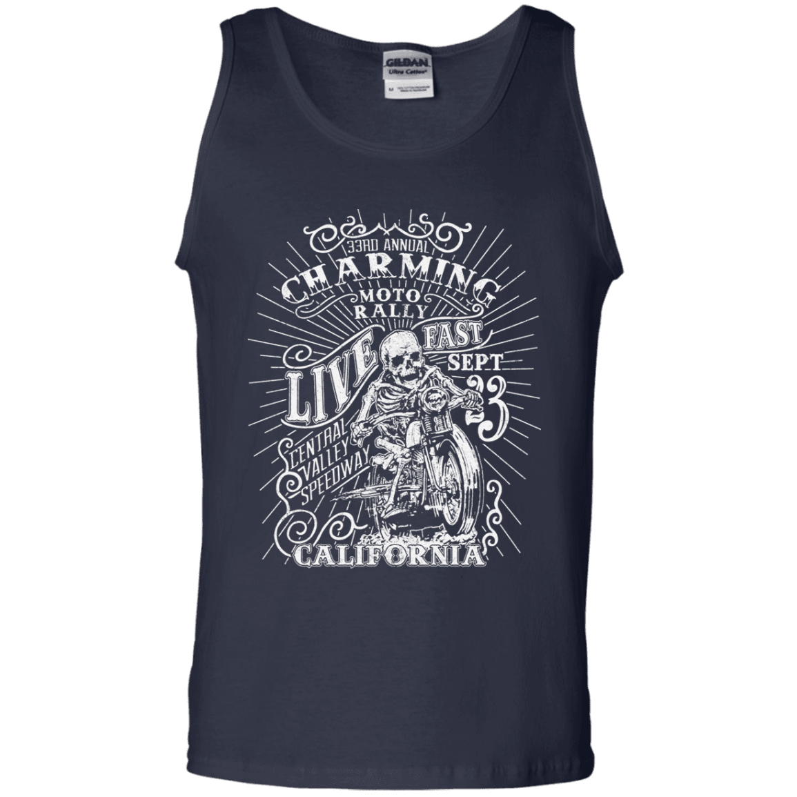 T-Shirts Navy / S Charming Moto Rally Men's Tank Top