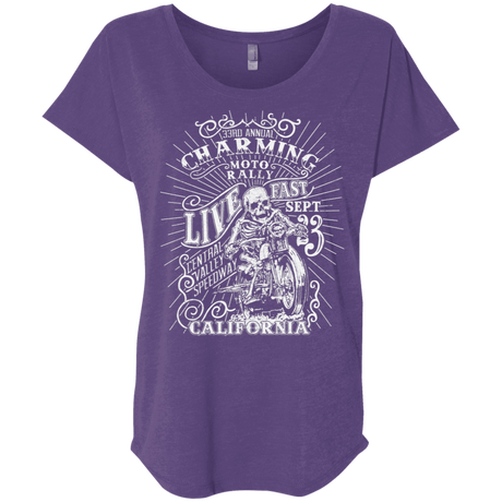 T-Shirts Purple Rush / X-Small Charming Moto Rally Triblend Dolman Sleeve