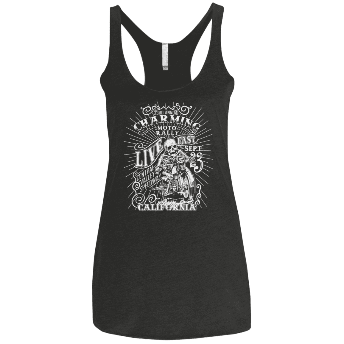 T-Shirts Vintage Black / X-Small Charming Moto Rally Women's Triblend Racerback Tank