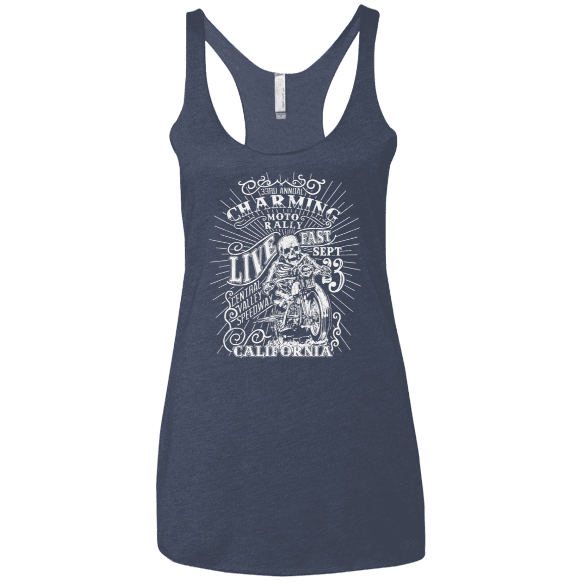 T-Shirts Vintage Navy / X-Small Charming Moto Rally Women's Triblend Racerback Tank