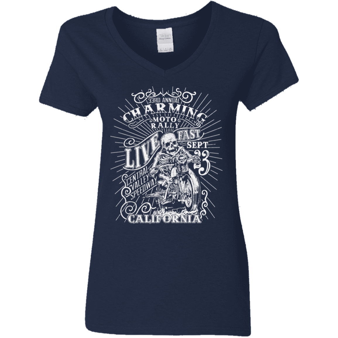 T-Shirts Navy / S Charming Moto Rally Women's V-Neck T-Shirt