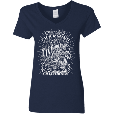 T-Shirts Navy / S Charming Moto Rally Women's V-Neck T-Shirt