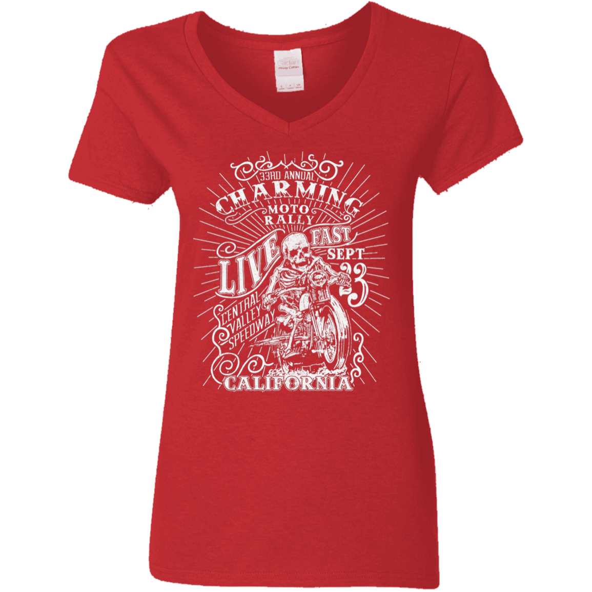 T-Shirts Red / S Charming Moto Rally Women's V-Neck T-Shirt