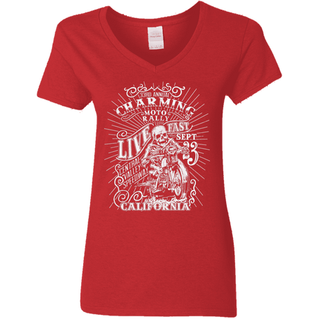 T-Shirts Red / S Charming Moto Rally Women's V-Neck T-Shirt