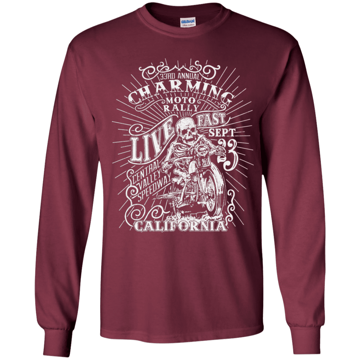 T-Shirts Maroon / YS Charming Moto Rally Youth Long Sleeve T-Shirt