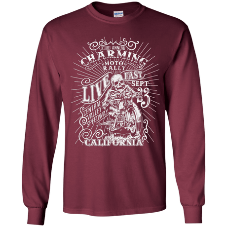 T-Shirts Maroon / YS Charming Moto Rally Youth Long Sleeve T-Shirt