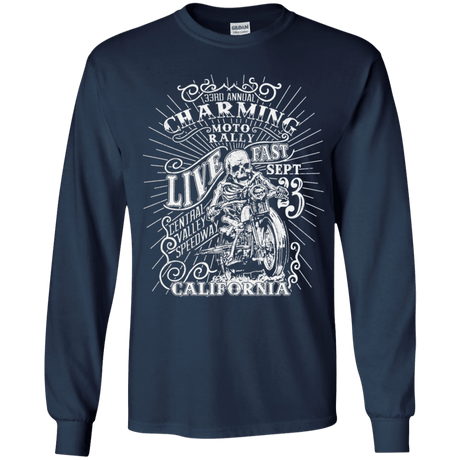 T-Shirts Navy / YS Charming Moto Rally Youth Long Sleeve T-Shirt