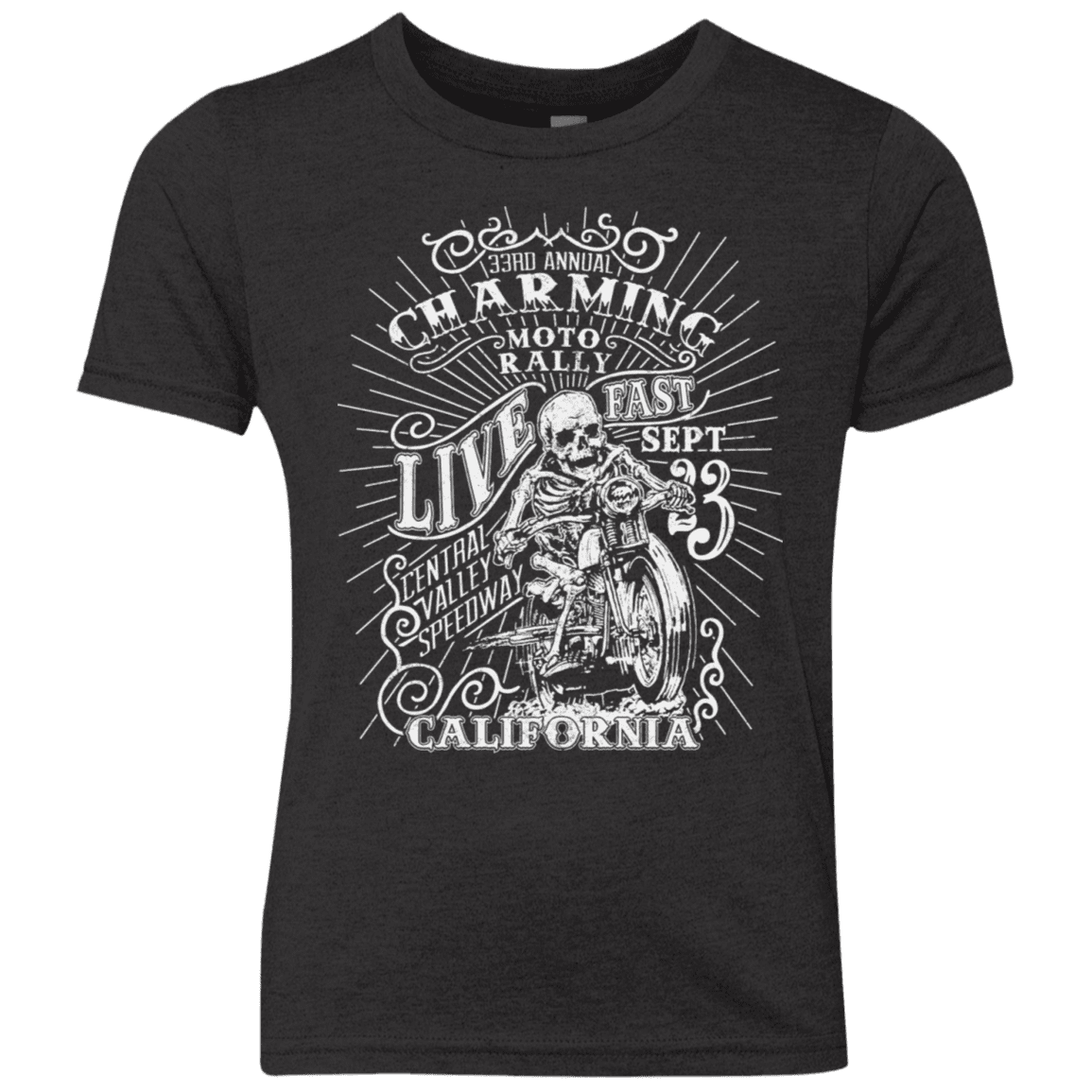 T-Shirts Vintage Black / YXS Charming Moto Rally Youth Triblend T-Shirt