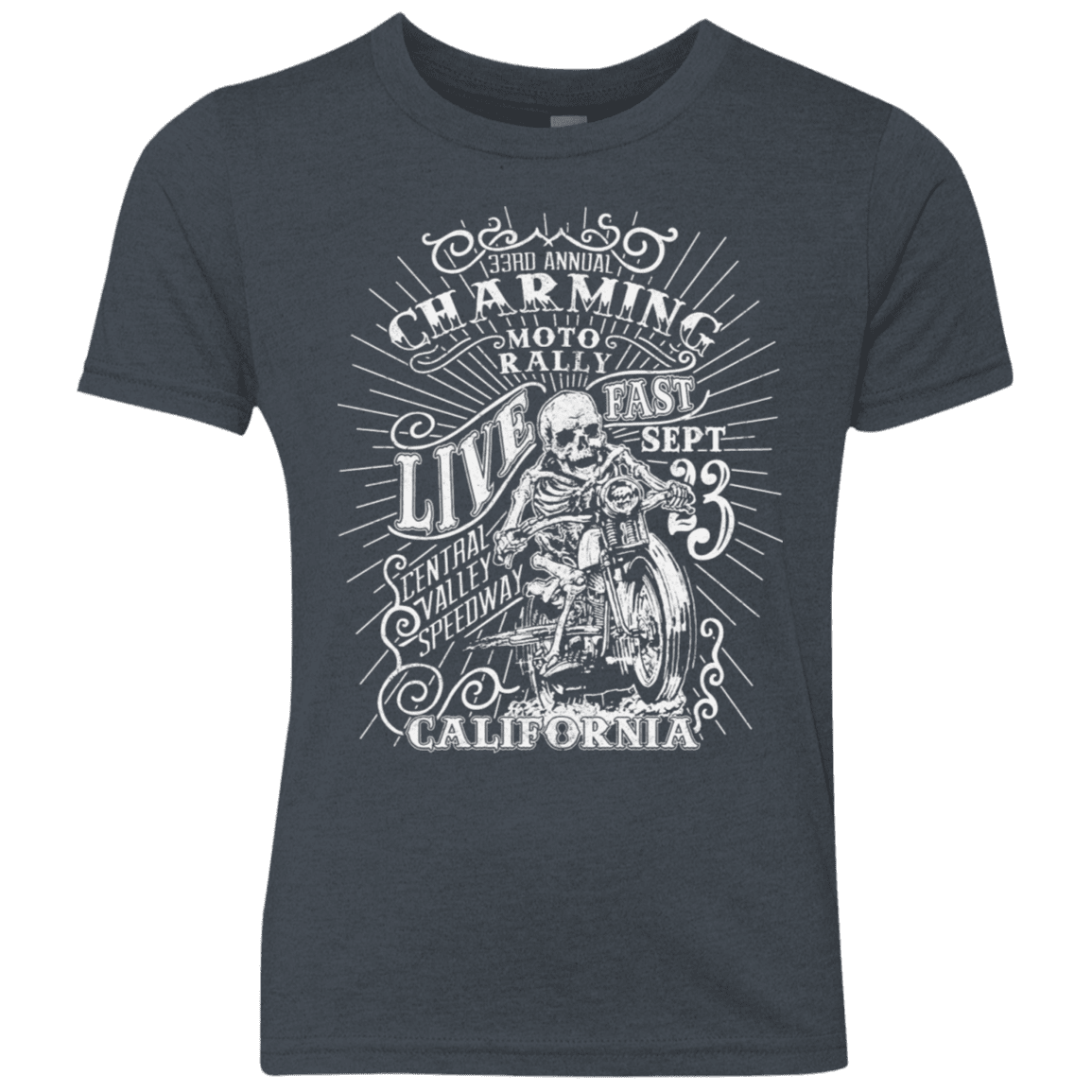 T-Shirts Vintage Navy / YXS Charming Moto Rally Youth Triblend T-Shirt