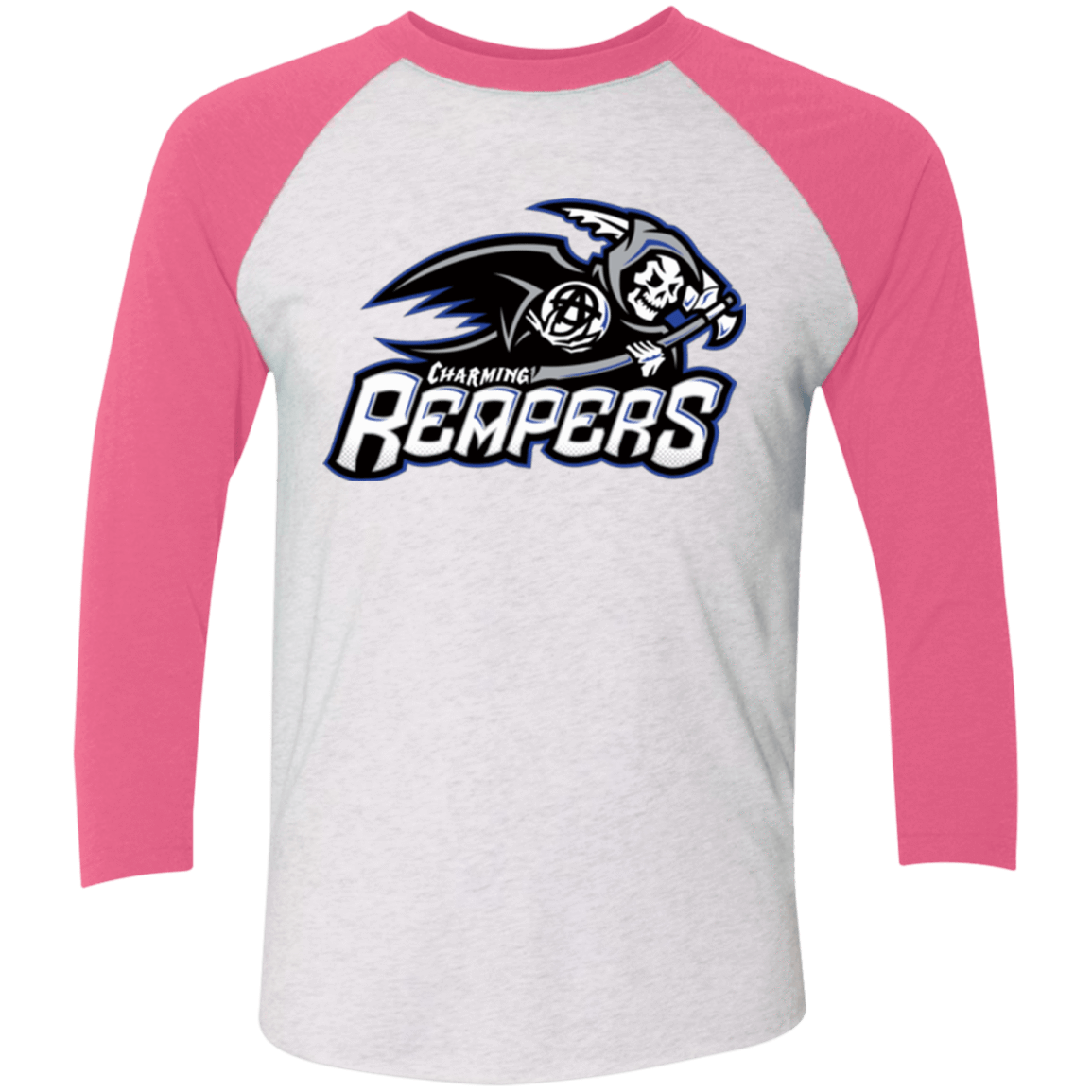 T-Shirts Heather White/Vintage Pink / X-Small Charming Reapers Triblend 3/4 Sleeve