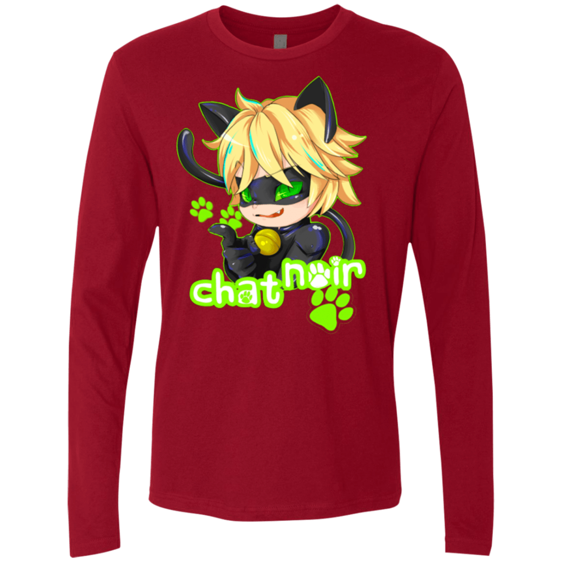 T-Shirts Cardinal / Small Chat Noir Men's Premium Long Sleeve